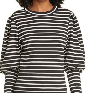 Veronica Beard Lyon Stripe Puff Sleeve Top